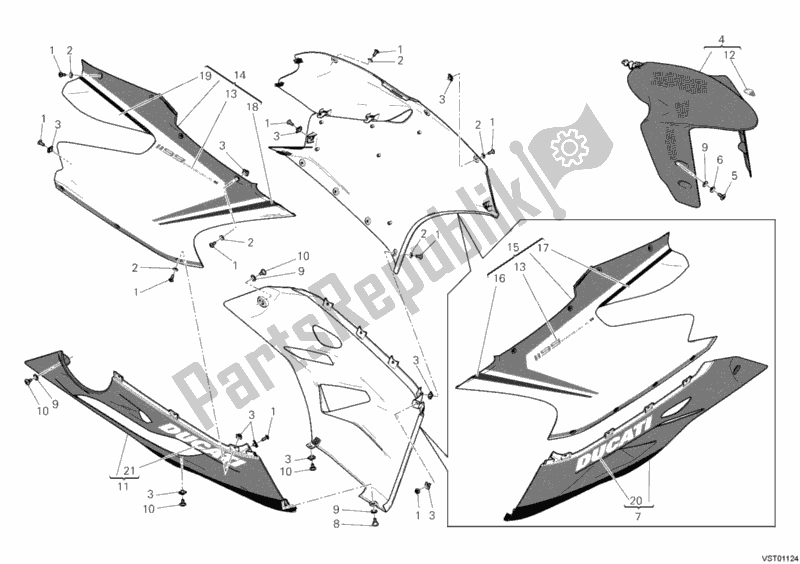 Toutes les pièces pour le Carénage du Ducati Superbike 1199 Panigale S Tricolore USA 2012